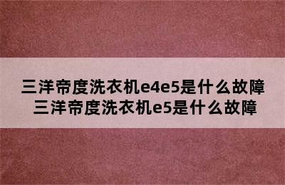 三洋帝度洗衣机e4e5是什么故障 三洋帝度洗衣机e5是什么故障